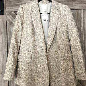 H&M Tweed Pearl Button Blazer Jacket NWT